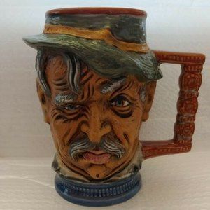 Vintage Italian RIP Vietata S Orvis Hand Painted Mustache Man Beer Stein Mug